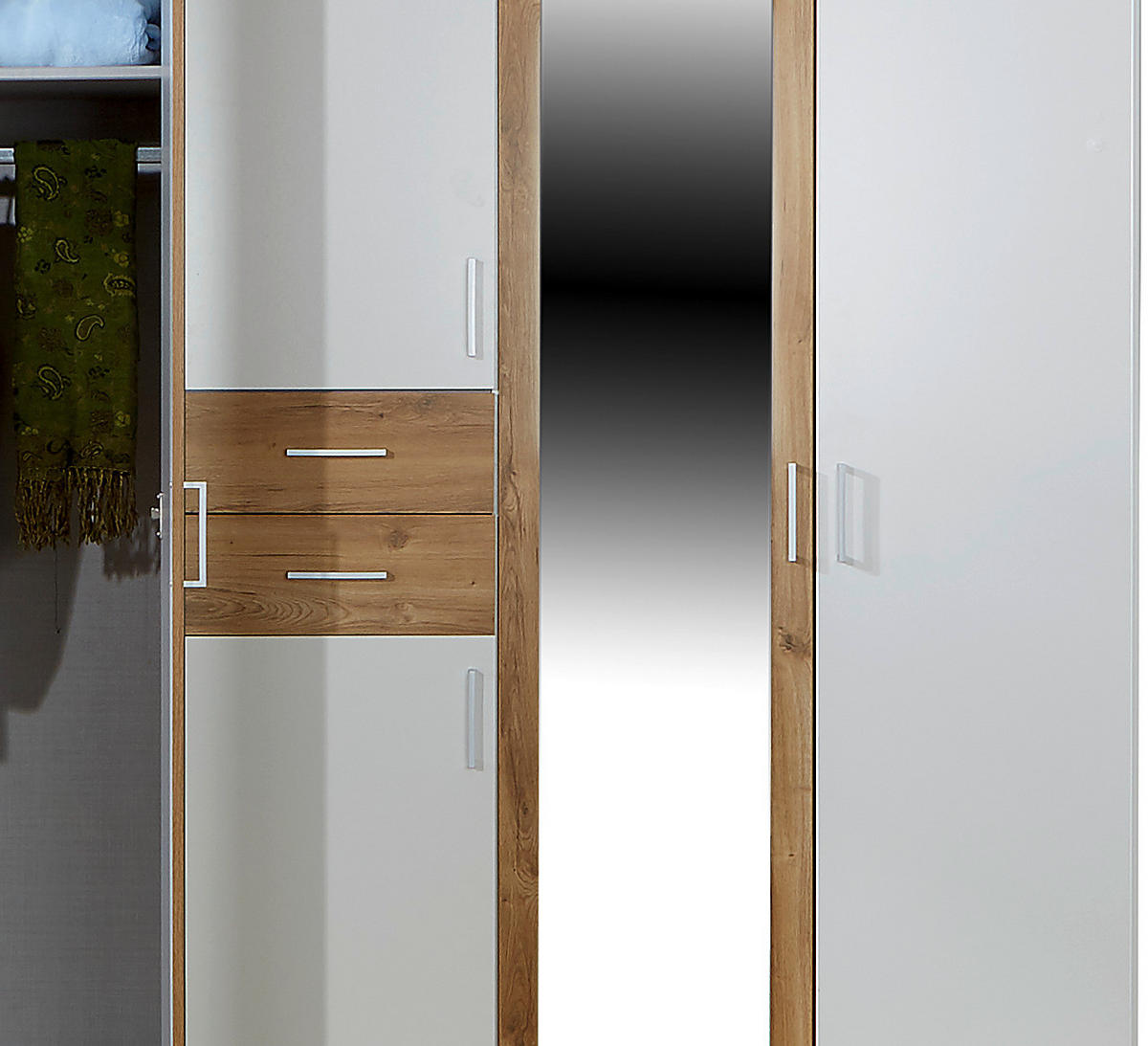GARDEROB 225/208/58 cm 6-dörrar - vit/aluminiumfärg, Modern, trämaterial/trä (225/208/58cm) - P & B
