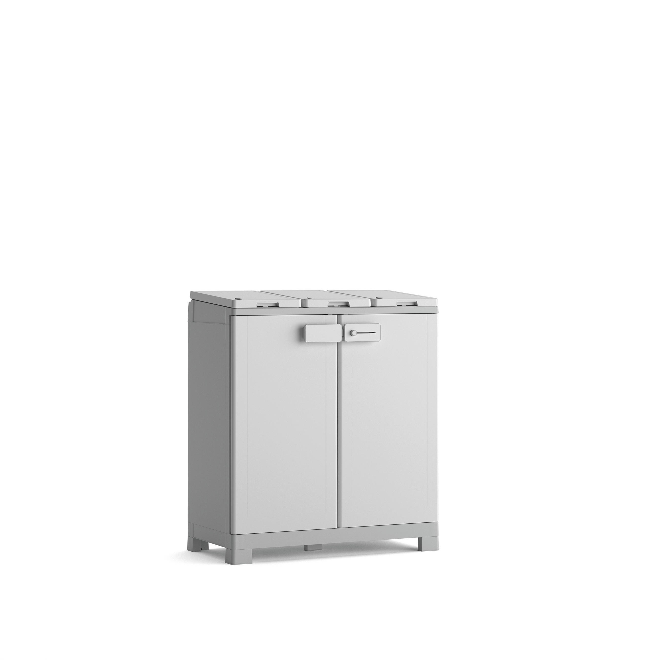 MÜLLTONNENBOX - Hellgrau/Weiß, Basics, Kunststoff (87/101/45cm) - MID.YOU