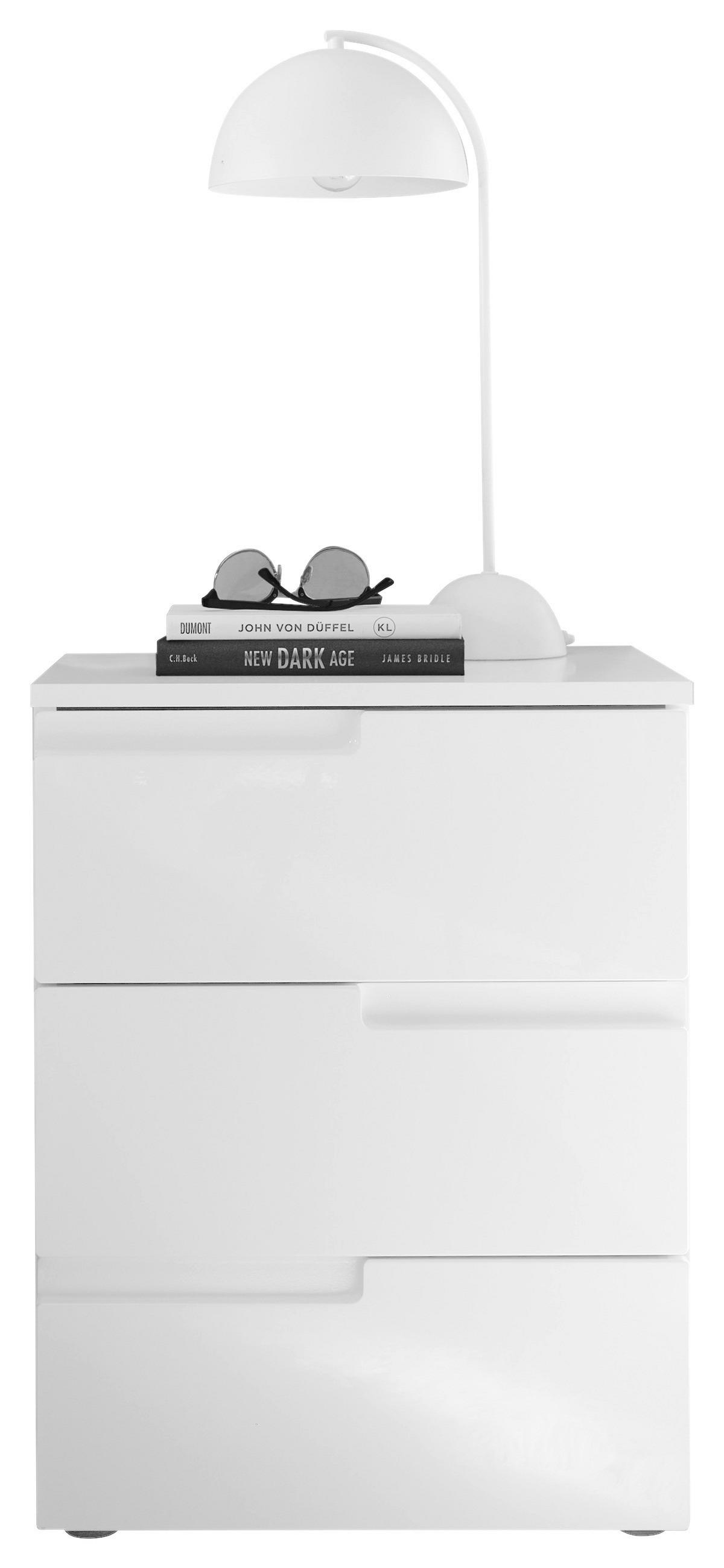 NACHTSCHRANK 46,2/60,9/40 cm  - Weiß Hochglanz/Schwarz, MODERN, Holzwerkstoff/Kunststoff (46,2/60,9/40cm)