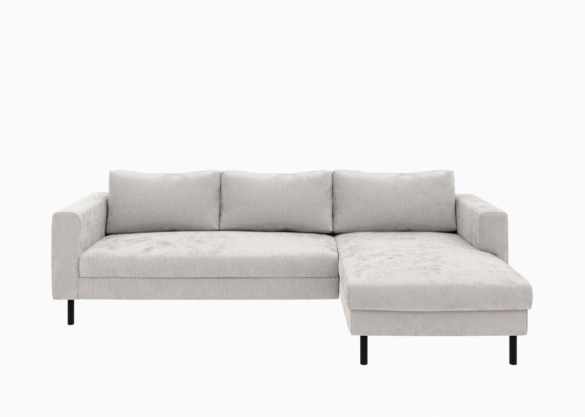 ECKSOFA Grau Cord  - Schwarz/Grau, MODERN, Textil/Metall (232/161cm) - Trendmanufaktur