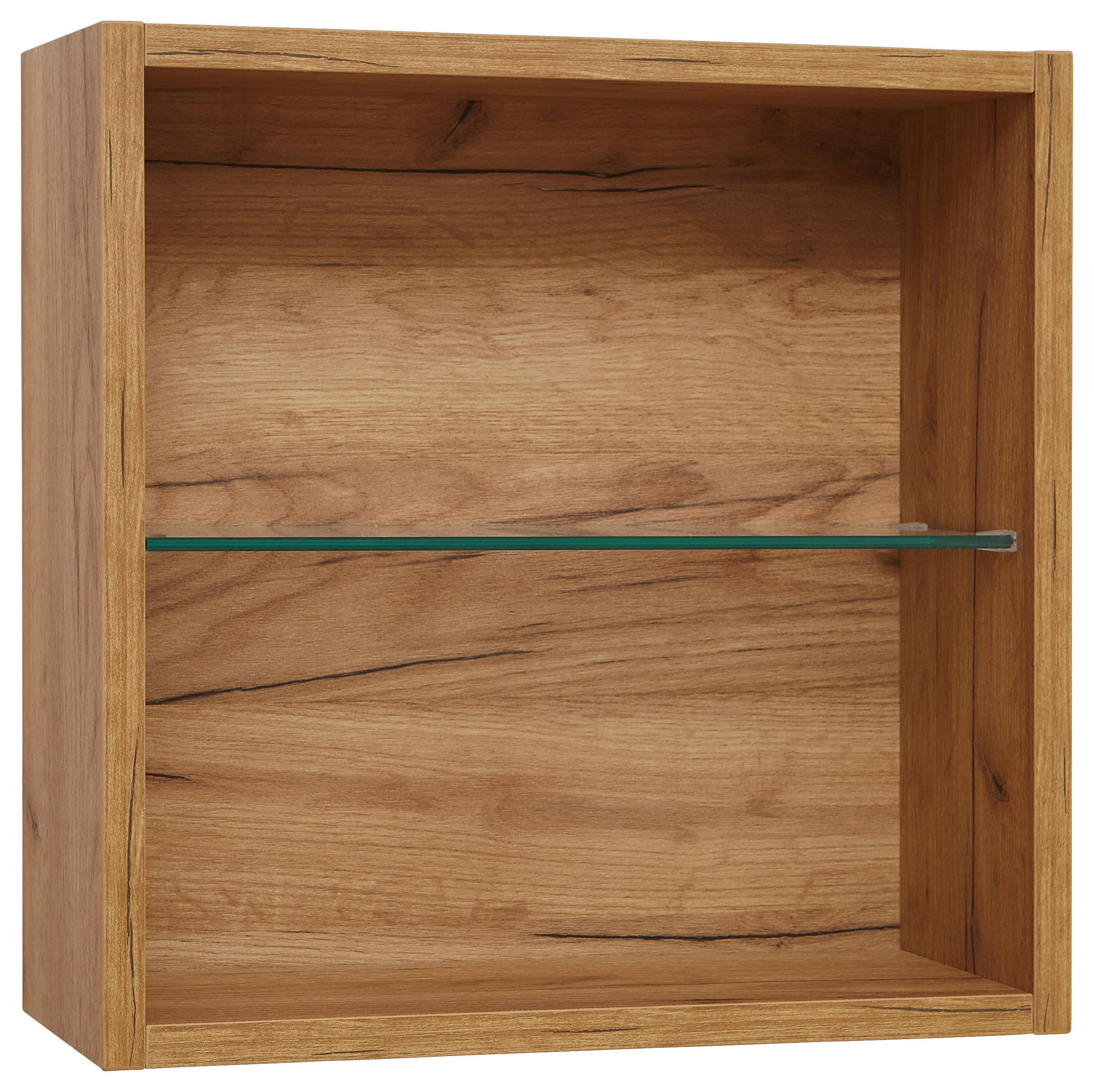 BADEZIMMERREGAL 45/45/18,8 cm - Eichefarben, Design, Glas/Holzwerkstoff (45/45/18,8cm) - Dieter Knoll
