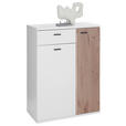 GARDEROBE 4-teilig  in 155/198/37 cm  - Eichefarben/Weiß, Design, Holzwerkstoff (155/198/37cm) - Voleo