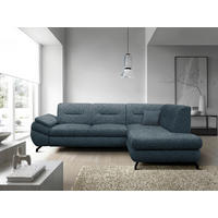 ECKSOFA Blau Struktur, Plüsch  - Blau/Schwarz, Design, Textil/Metall (274/201cm) - MID.YOU