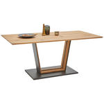 ESSTISCH Balkeneiche massiv rechteckig Schwarz, Eichefarben  - Eichefarben/Schwarz, Natur, Holz/Metall (140/90/77cm) - Valnatura