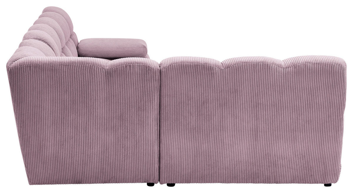 ECKSOFA Mauve Cord Rücken echt  - Mauve/Schwarz, KONVENTIONELL, Kunststoff/Textil (195/265cm) - Tom Tailor