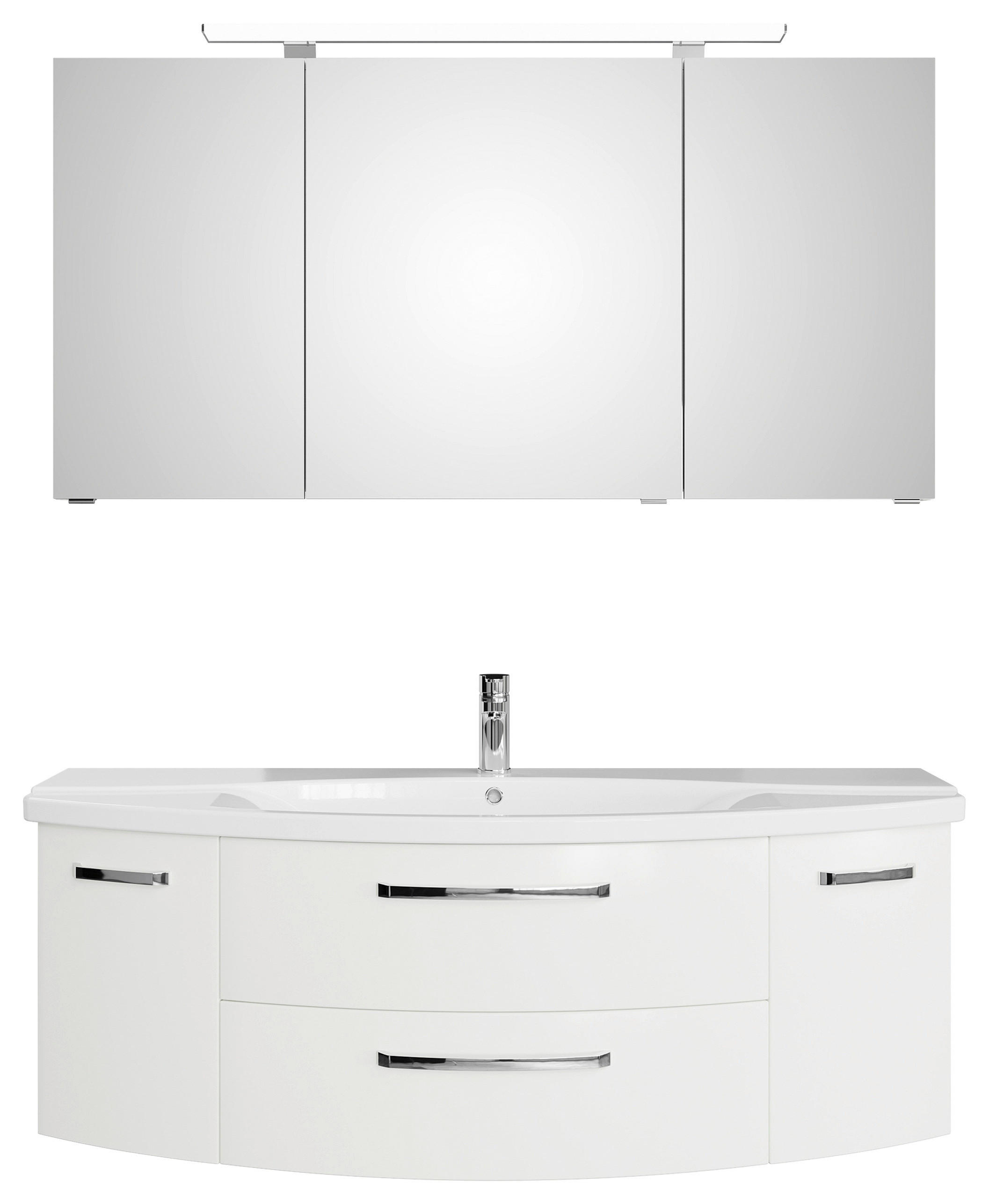 BADEZIMMER 3-teilig  in 144 cm  - Chromfarben/Weiß Hochglanz, MODERN, Glas/Keramik (144cm) - Sadena