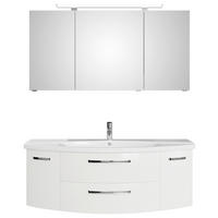 BADEZIMMER 3-teilig  in 144 cm  - Chromfarben/Weiß Hochglanz, MODERN, Glas/Keramik (144cm) - Sadena