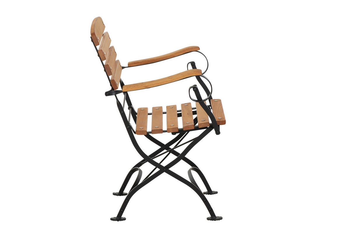 GARTENKLAPPSESSEL in Holz, Metall Schwarz, Robinienfarben  - Robinienfarben/Schwarz, KONVENTIONELL, Holz/Metall (60/87/57cm) - Siena Garden