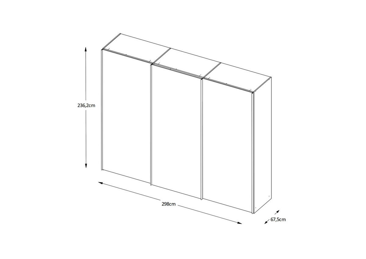 SCHWEBETÜRENSCHRANK in Weiss  - Chromfarben/Weiss, Design, Glas/Holzwerkstoff (298/240/68cm) - Moderano