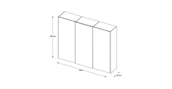 SCHWEBETÜRENSCHRANK 298/240/68 cm 3-türig Weiß  - Chromfarben/Weiß, Design, Glas/Holzwerkstoff (298/240/68cm) - Moderano