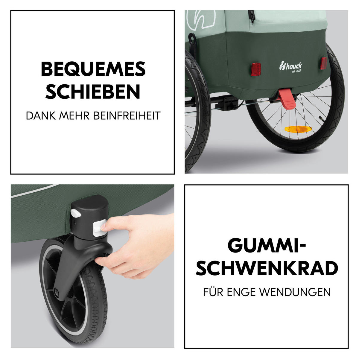 FAHRRADANHÄNGER   Dryk Duo Plus  - Dunkelgrün/Schwarz, Basics, Kunststoff/Textil (79/107/114cm) - Hauck