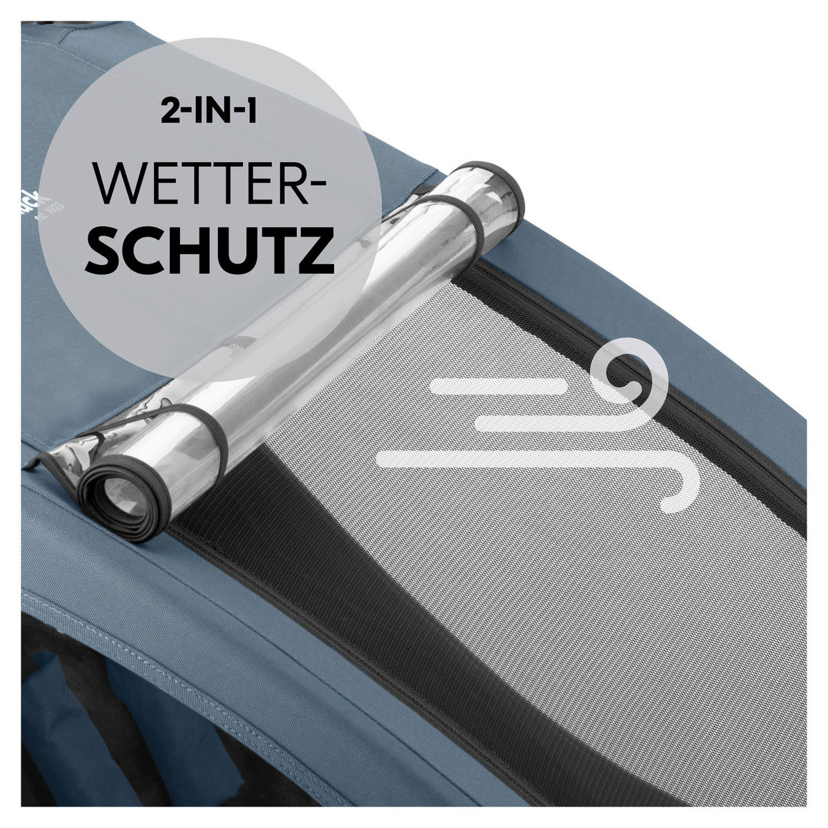 FAHRRADANHÄNGER   Dryk Duo Plus  - Graublau/Schwarz, Basics, Kunststoff/Textil (79/107/114cm) - Hauck