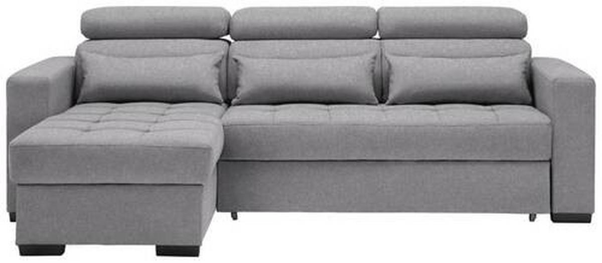 ECKSOFA in Webstoff Graubraun  - Graubraun/Schwarz, Design, Kunststoff/Textil (179/240cm) - Carryhome
