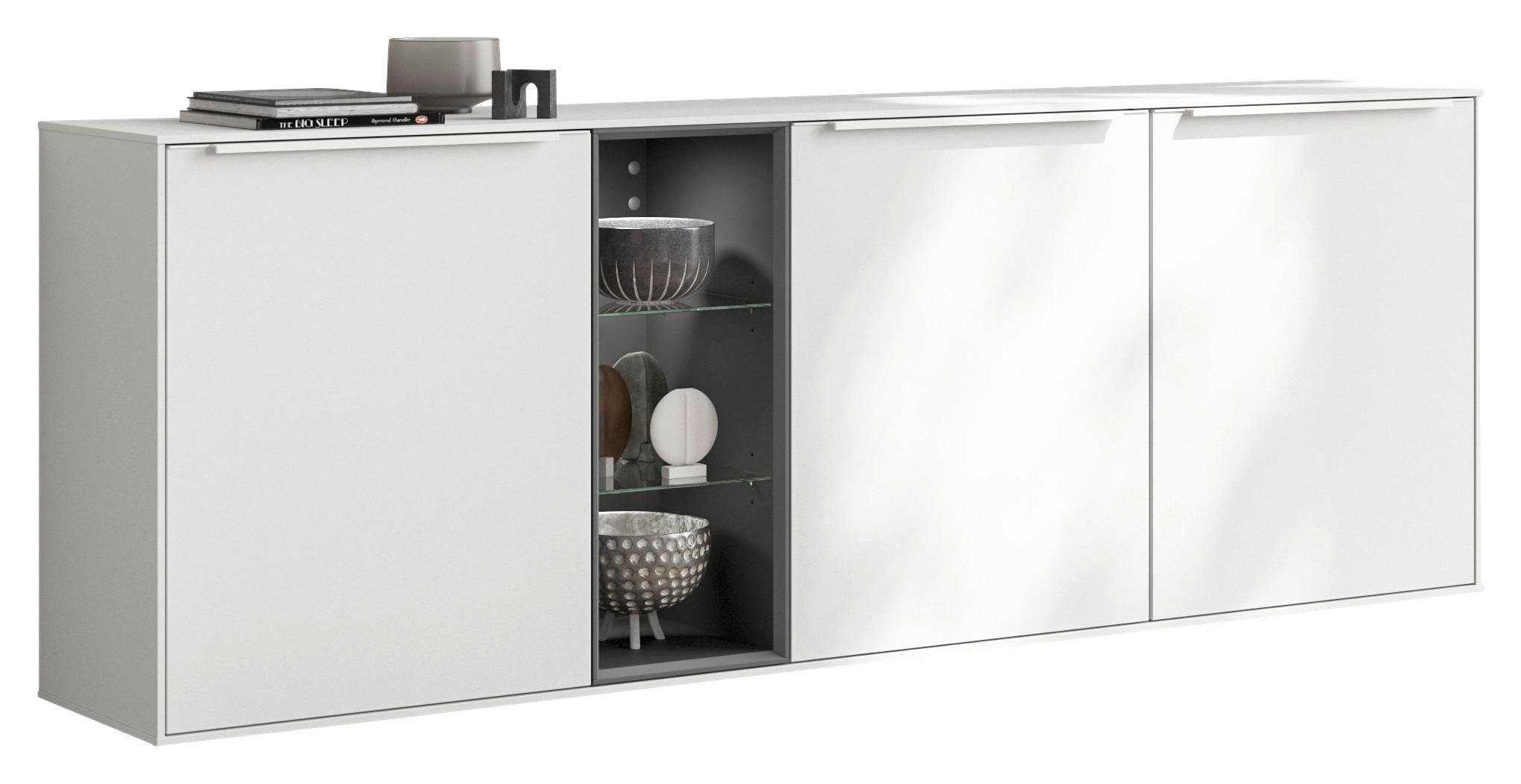 SIDEBOARD  in 212,3/73/37,4 cm  - Graphitfarben/Weiß, Design, Holzwerkstoff/Metall (212,3/73/37,4cm) - Celina Home