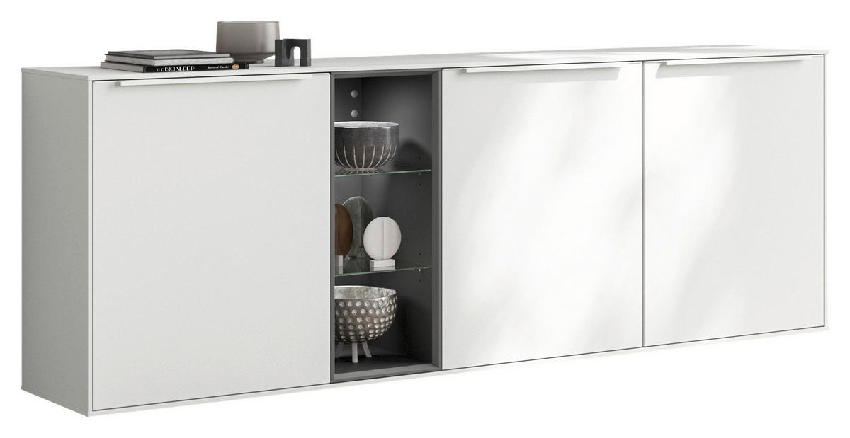 SIDEBOARD  in 212,3/73/37,4 cm  - Graphitfarben/Weiß, Design, Holzwerkstoff/Metall (212,3/73/37,4cm) - Celina Home