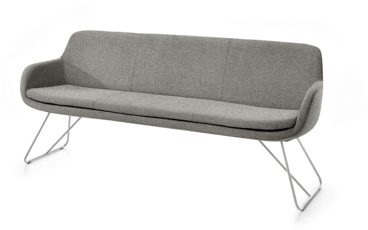 SITZBANK 180/87/65 cm Webstoff Taupe Metall  - Taupe/Edelstahlfarben, Design, Textil/Metall (180/87/65cm) - Musterring