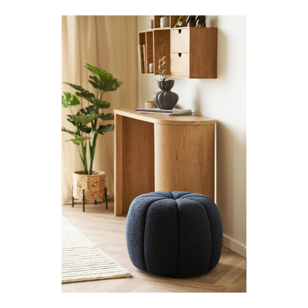 HOCKER in Textil Dunkelblau  - Dunkelblau, Basics, Textil (48/48/38cm)