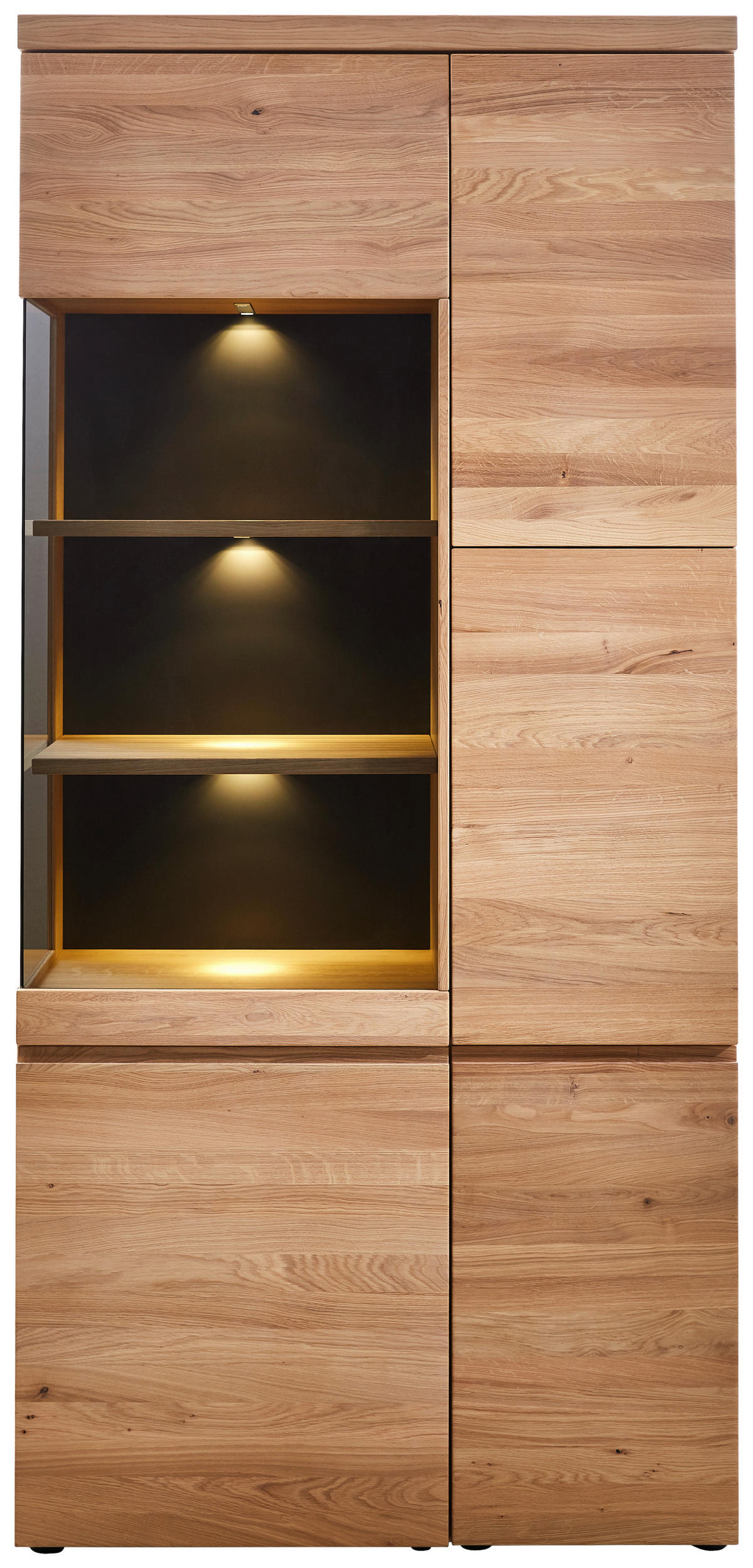 VITRINE in teilmassiv Wildeiche Anthrazit, Eichefarben  - Eichefarben/Anthrazit, Natur, Glas/Holz (100/211/43cm) - Venjakob
