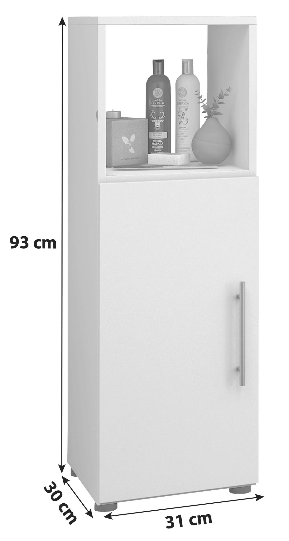 Midischrank in Weiß in   - Weiss/Silberfarben, Konventionell, Holzwerkstoff/Kunststoff (31/93/30cm) - MID.YOU