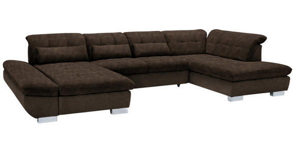 WOHNLANDSCHAFT  in Mikrofaser Braun  - Chromfarben/Braun, Design, Kunststoff/Textil (204/350/211cm) - Xora