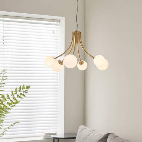 HÄNGELEUCHTE 68/180 cm  - Messingfarben/Opal, Basics, Glas (68/180cm) - ENDON