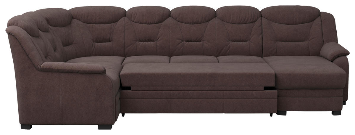 WOHNLANDSCHAFT in Chenille Braun  - Schwarz/Braun, Basics, Kunststoff/Textil (211/330/162cm) - MID.YOU