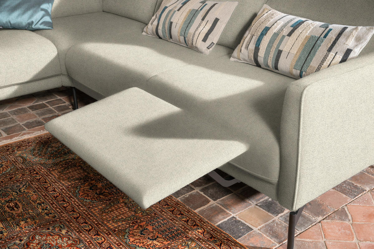 ECKSOFA in Flachgewebe, Struktur Creme  - Anthrazit/Creme, Design, Textil/Metall (254/230cm) - Johann Jakob