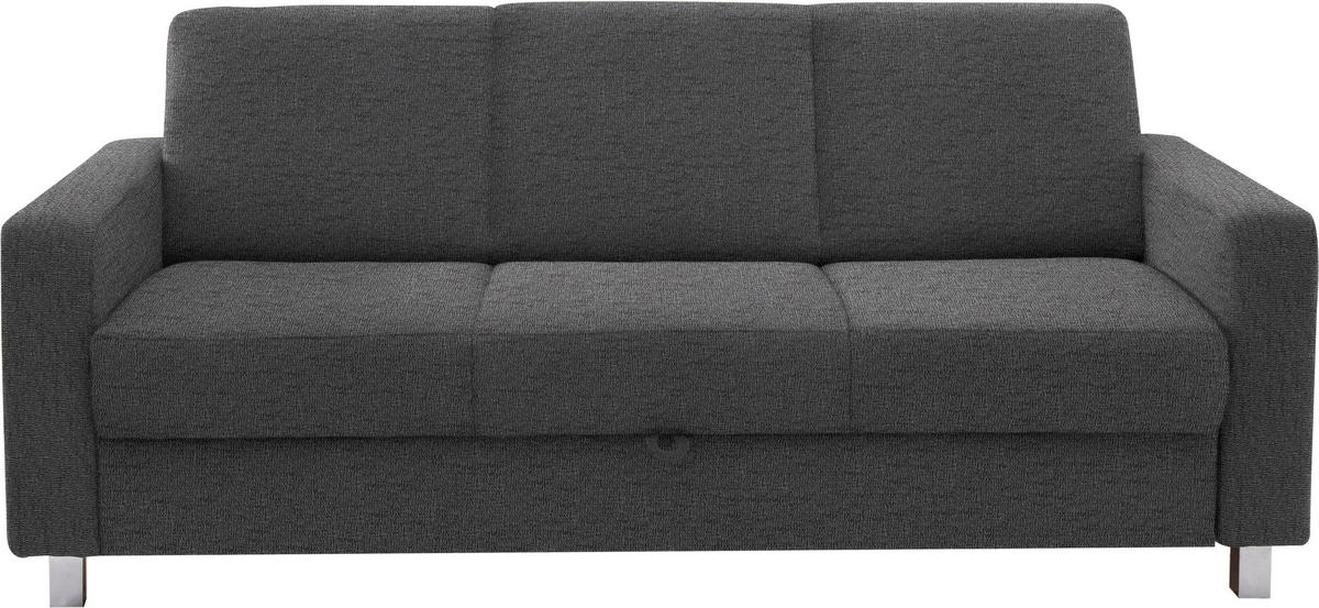 3-SITZER-SOFA Flachgewebe Dunkelgrau  - Chromfarben/Dunkelgrau, Design, Textil/Metall (195/83/85cm) - Xora