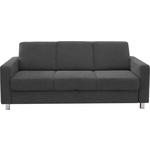 3-SITZER-SOFA in Flachgewebe Dunkelgrau  - Chromfarben/Dunkelgrau, Design, Textil/Metall (195/83/85cm) - Xora