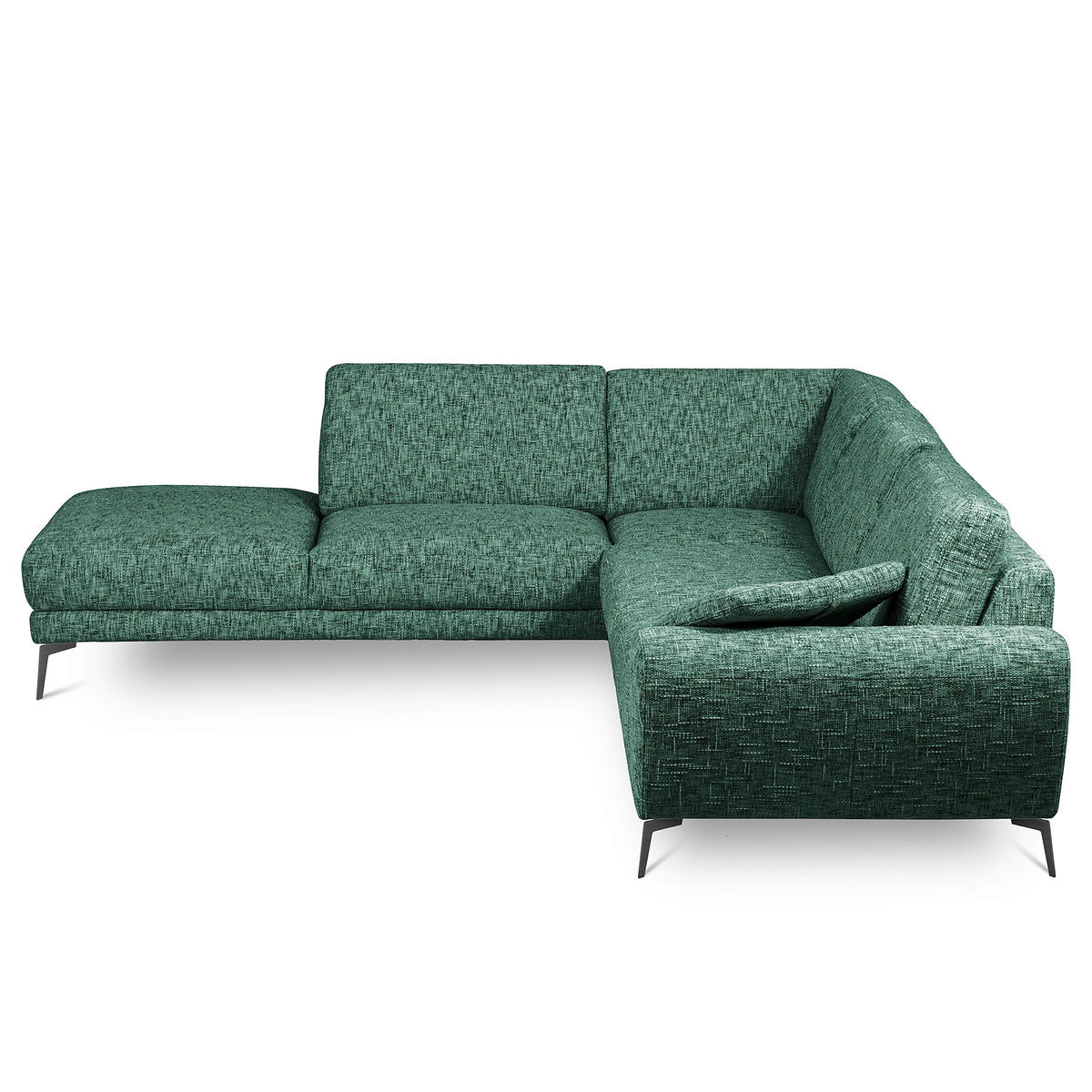 ECKSOFA SPRING Grün Webstoff Zierkissen  - Schwarz/Grün, Design, Textil/Metall (250/273cm) - Livetastic