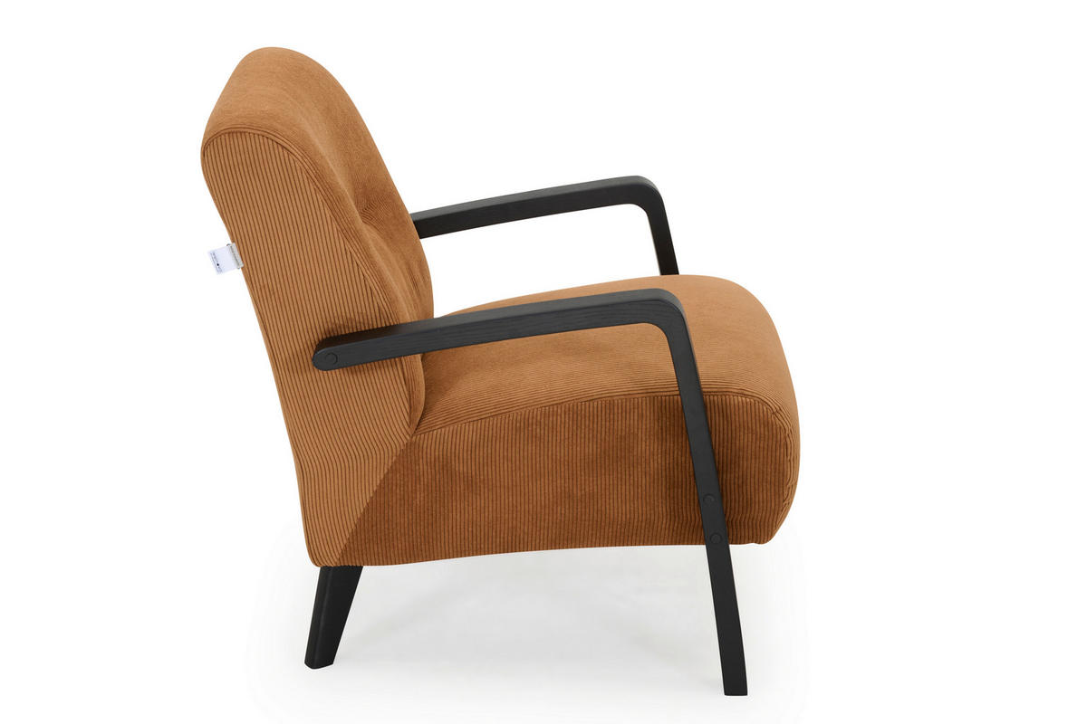 SESSEL in Mikrofaser Cognac  - Cognac/Schwarz, Design, Holz/Textil (64/81/83cm) - Welnova
