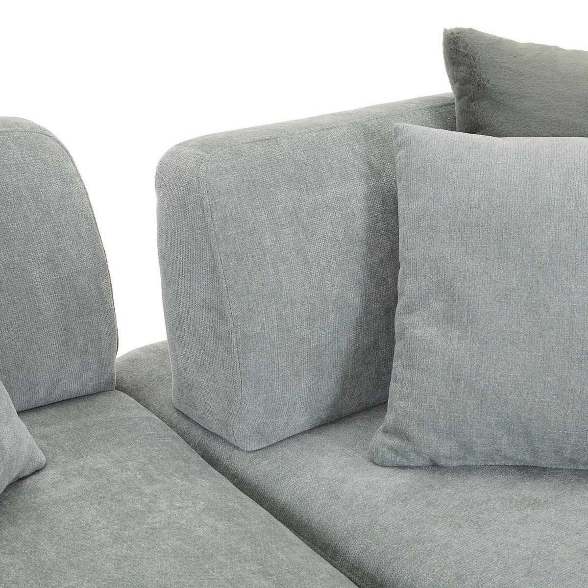 BIGSOFA Flachgewebe Mintgrün  - Salbeigrün/Schwarz, MODERN, Kunststoff/Textil (240/80/120cm) - Ambia Home