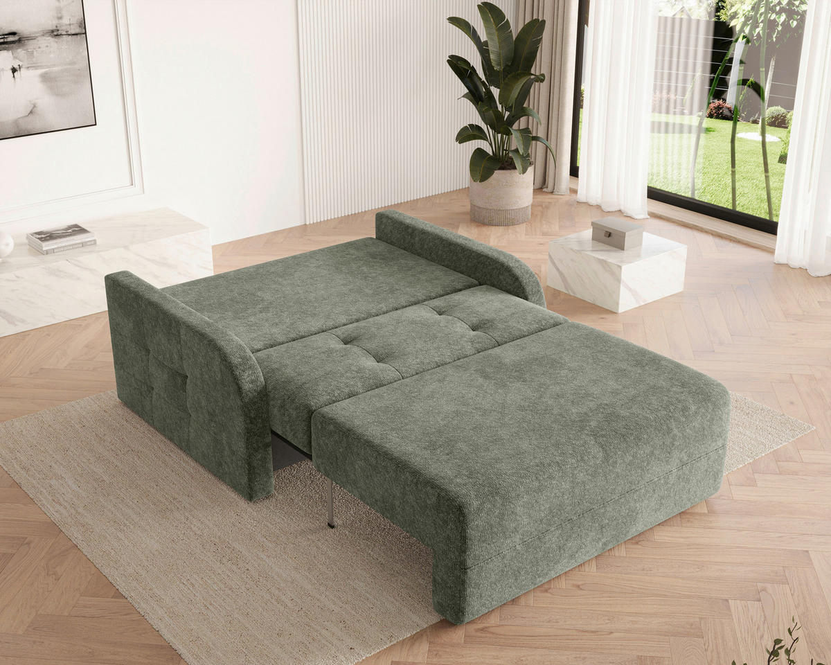 SCHLAFSOFA Chenille Dunkelgrün  inkl. Bettkasten, Schlaffunktion, Rücken echt, Liegefläche im Originalstoff  - Dunkelgrün/Schwarz, MODERN, Kunststoff/Textil (190/90/100cm) - Milino