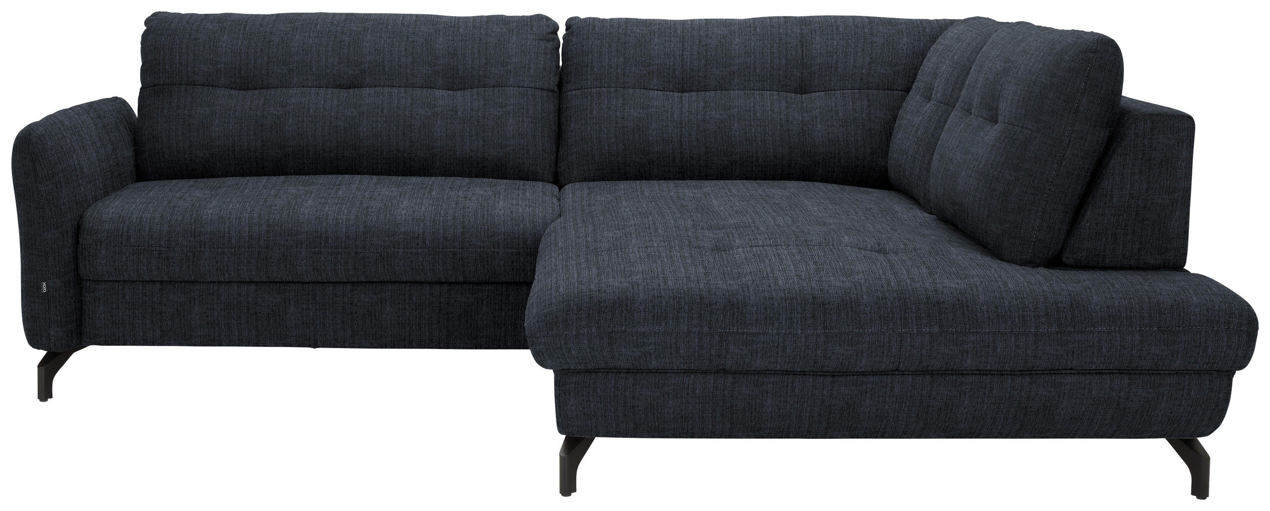 ECKSOFA in Flachgewebe, Leinenoptik Dunkelblau  247/208 cm  - Schwarz/Dunkelblau, MODERN, Textil/Metall (247/208cm) - Xora