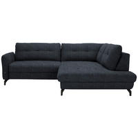 ECKSOFA in Flachgewebe, Leinenoptik Dunkelblau  - Schwarz/Dunkelblau, Modern, Textil/Metall (247/208cm) - Xora