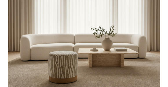 HOCKER Jacquard Esche Beige, Hellbraun  - Hellbraun/Beige, LIFESTYLE, Holz/Textil (40/40/40cm) - Xora