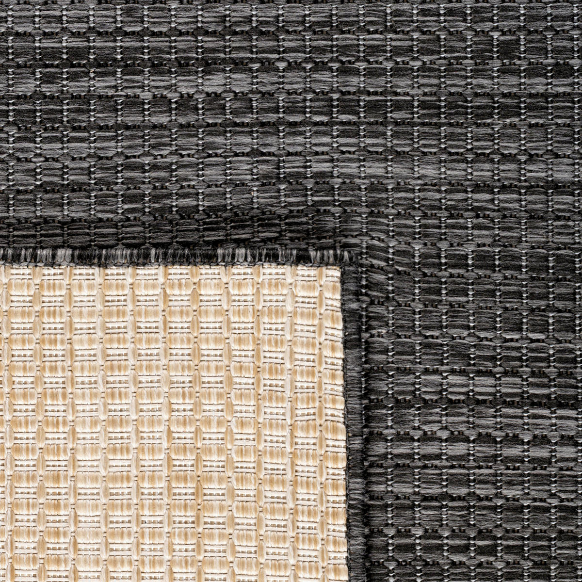 OUTDOORTEPPICH für Terrasse und Balkon 60/100 cm MIRA Schwarz  - Schwarz, Design, Textil (60/100cm) - Ayyildiz 