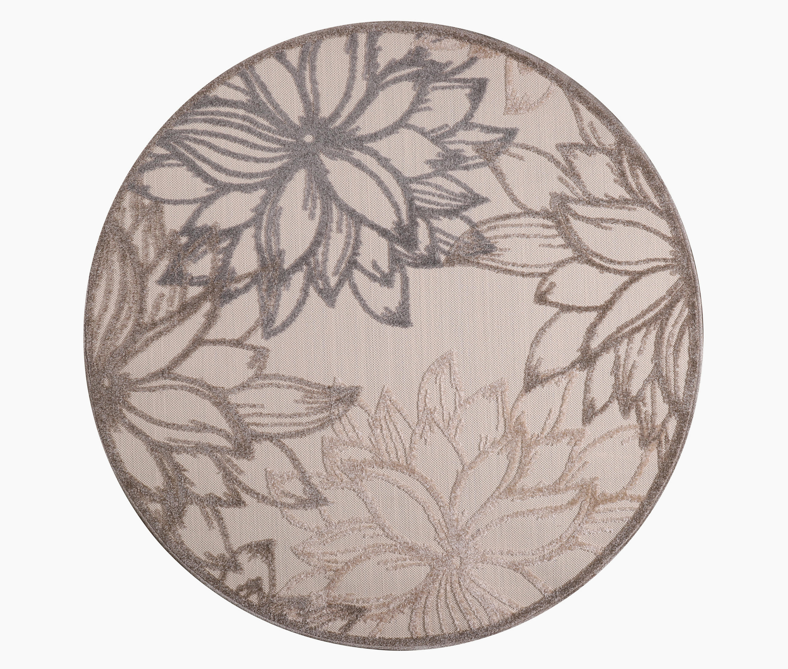 OUTDOORTEPPICH 120 cm Floral Beige, Creme  - Beige/Creme, LIFESTYLE, Kunststoff/Textil (120cm)