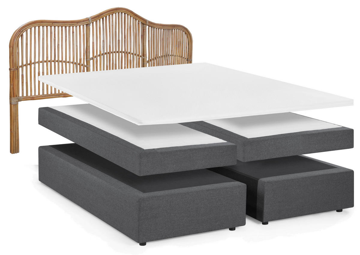 BOXSPRINGBETT 180/200 cm  in Naturfarben, Dunkelgrau  - Dunkelgrau/Schwarz, Basics, Holz/Kunststoff (180/200cm) - Livetastic