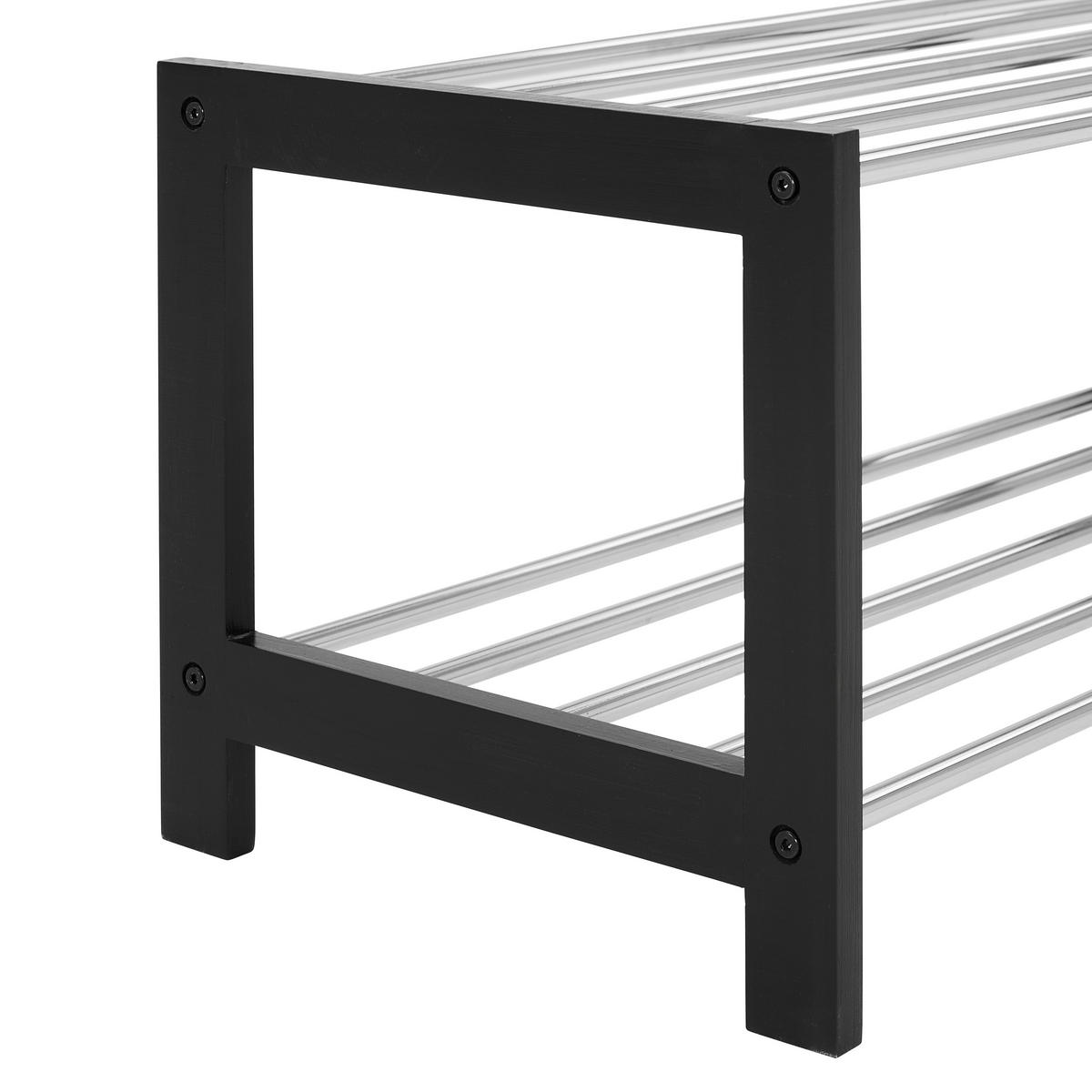 SCHUHREGAL Kiefer massiv Schwarz, Edelstahlfarben  - Edelstahlfarben/Schwarz, Basics, Holz/Metall (76/32/34cm) - Carryhome