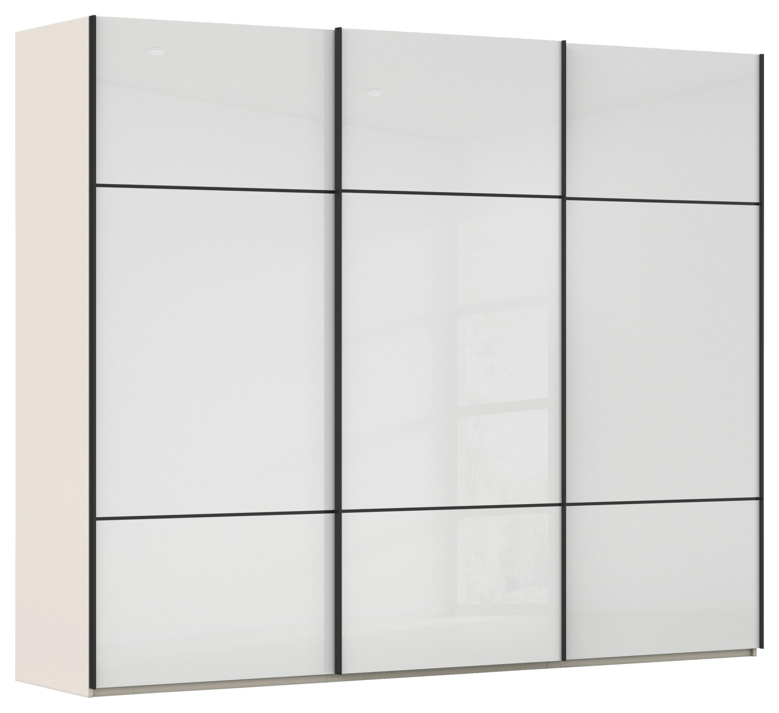 SCHWEBETÜRENSCHRANK Weiss, Champagner  - Weiss/Champagner, Konventionell, Glas/Holzwerkstoff (242/223/68cm) - Novel