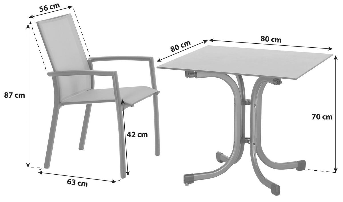 GARTENTISCHGRUPPE  - Anthrazit/Schwarz, KONVENTIONELL, Keramik/Kunststoff - Siena Garden