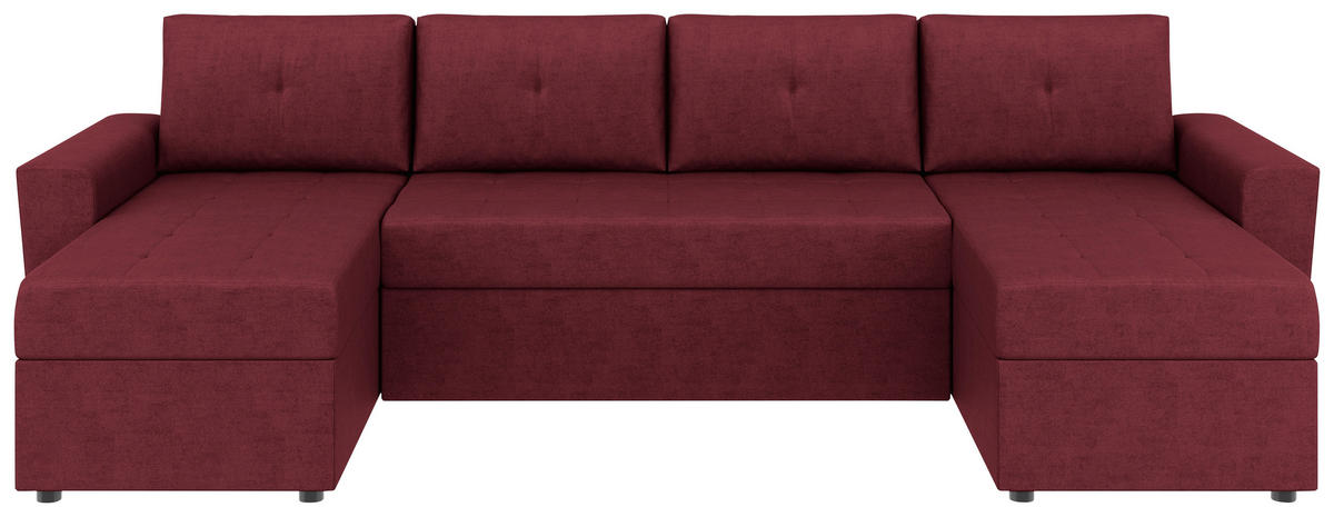 WOHNLANDSCHAFT TERMOLI Rot Jacquard  - Rot/Schwarz, Design, Kunststoff/Textil (155/296/155cm) - MID.YOU