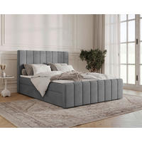 BOXBETT 140/200 cm,  in Graphitfarben, Bettkasten, Topper, H2 + H3 = mittel + fest  - Graphitfarben/Schwarz, MODERN, Holz/Kunststoff (140/200cm) - MID.YOU