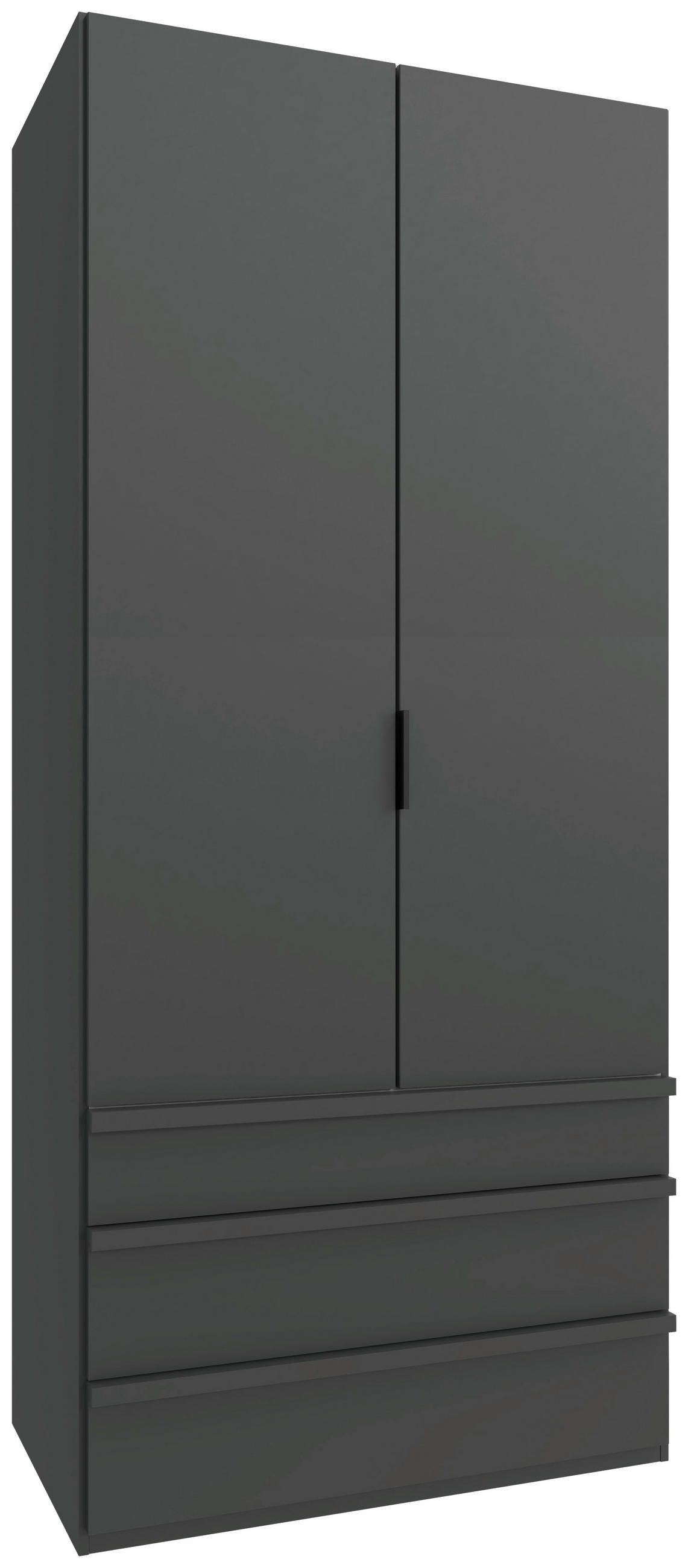 GARDEROB MED VIKDÖRRAR 100/236/58 cm 1-dörrar - grafitfärgad/svart, Design, trämaterial (100/236/58cm) - Boxxx