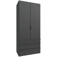 GARDEROB MED VIKDÖRRAR 100/236/58 cm 1-dörrar - grafitfärgad/svart, Design, trämaterial (100/236/58cm) - Boxxx