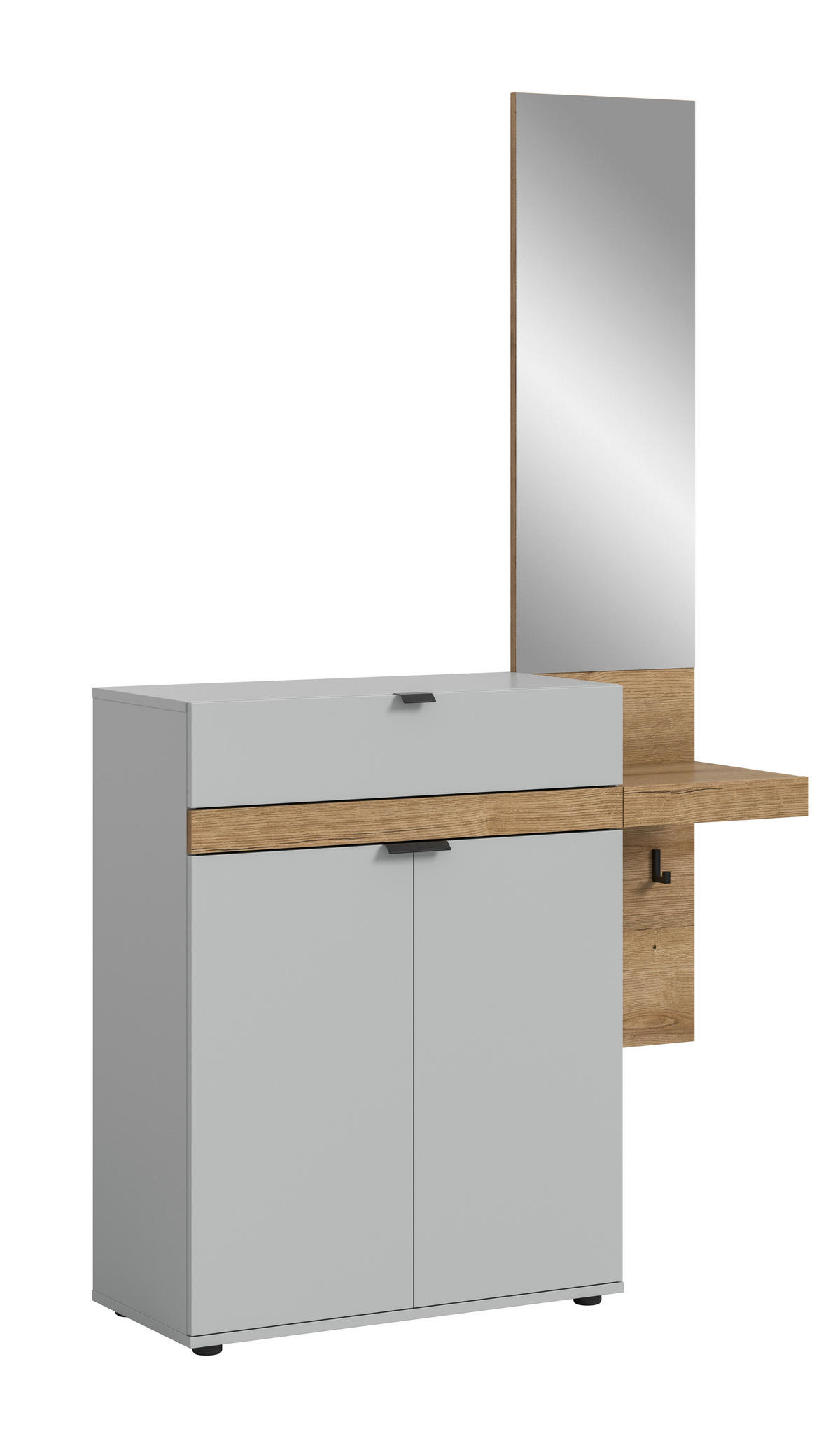 GARDEROBE 2-teilig  in 110/194/37 cm  - Eiche dunkel/Grau, Design, Holzwerkstoff (110/194/37cm) - Livetastic