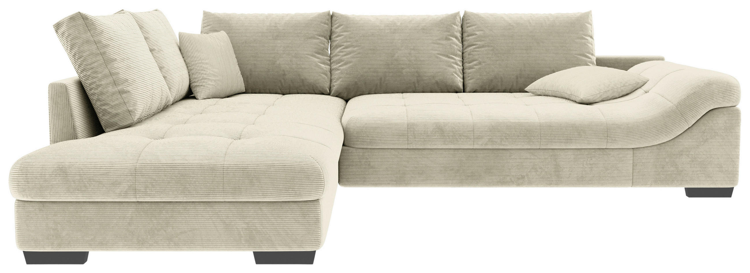 ECKSOFA Naturfarben Cord Zierkissen, Rückenkissen, Rücken echt  - Schwarz/Naturfarben, KONVENTIONELL, Holz/Textil (202/298cm) - Carryhome