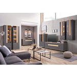 WOHNWAND  in Anthrazit, Eichefarben  384,4/206/48 cm  - Eichefarben/Anthrazit, Design, Glas/Holz (384,4/206/48cm) - Dieter Knoll