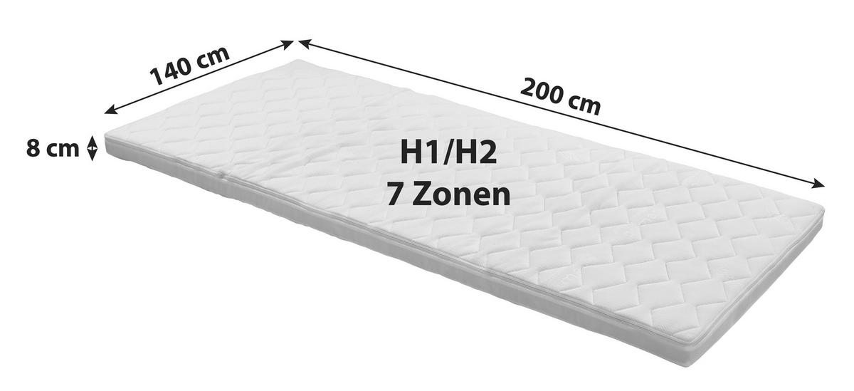 Topper Sigma 140/200 cm Höhe ca. 8 cm  - Weiß, Textil (140/200cm) - Primatex